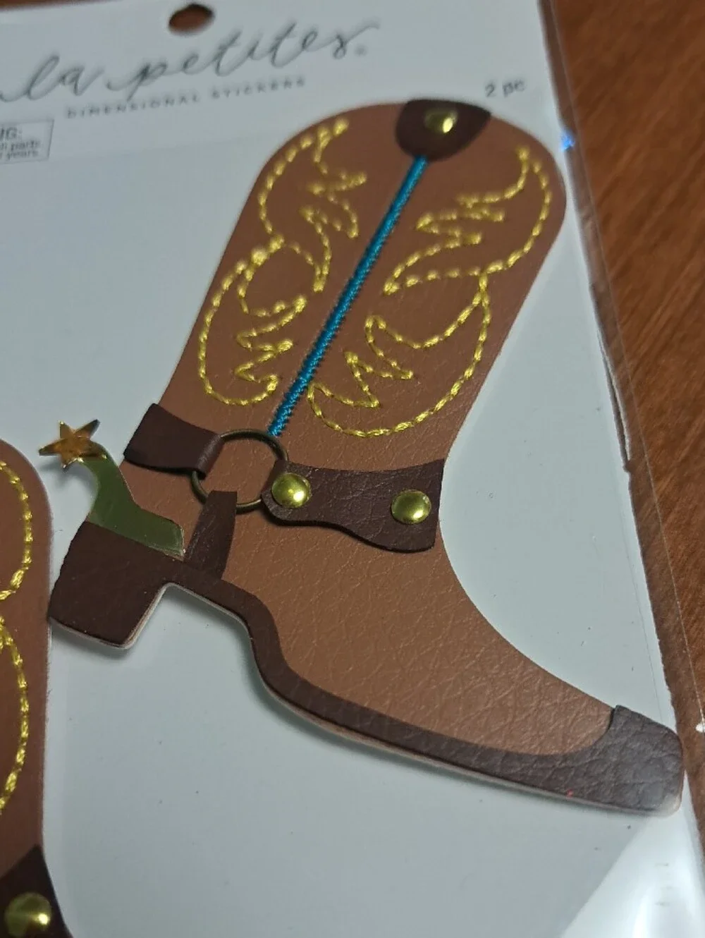 La Petites Cowboy Boot Dimensional Stickers - Brown